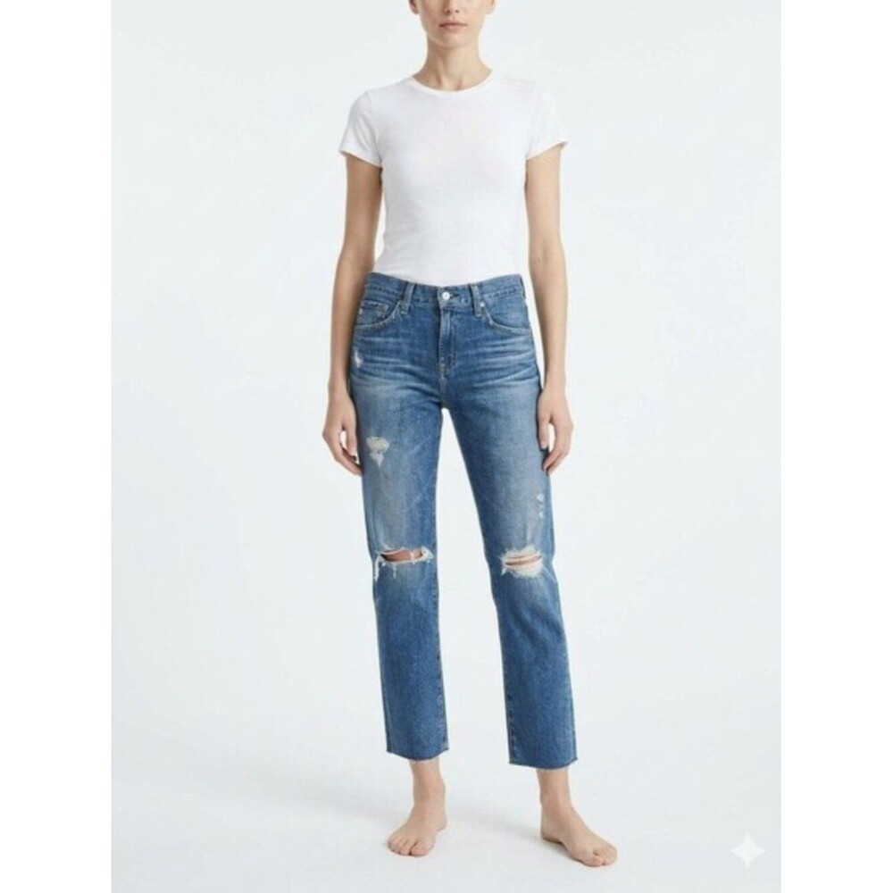 AG Denim Ex-Boyfriend Slouchy Slim Jeans Medium Wash Distressed Size 28R
